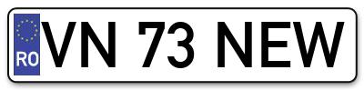 Placuta inmatriculare numar auto  VN-73-NEW, VN 73 NEW, VN73NEW