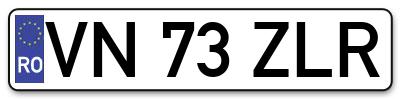 Placuta inmatriculare numar auto  VN-73-ZLR, VN 73 ZLR, VN73ZLR