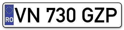 Placuta inmatriculare numar auto  VN-730-GZP, VN 730 GZP, VN730GZP