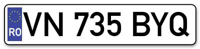 Placuta inmatriculare numar auto  VN-735-BYQ, VN 735 BYQ, VN735BYQ