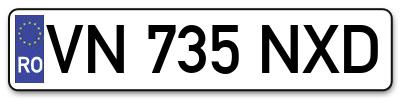 Placuta inmatriculare numar auto  VN-735-NXD, VN 735 NXD, VN735NXD