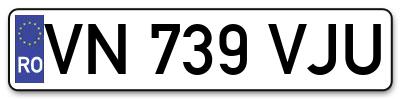 Placuta inmatriculare numar auto  VN-739-VJU, VN 739 VJU, VN739VJU