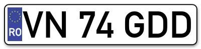 Placuta inmatriculare numar auto  VN-74-GDD, VN 74 GDD, VN74GDD