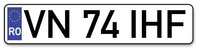 Placuta inmatriculare numar auto  VN-74-IHF, VN 74 IHF, VN74IHF