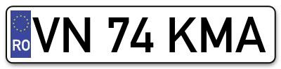 Placuta inmatriculare numar auto  VN-74-KMA, VN 74 KMA, VN74KMA