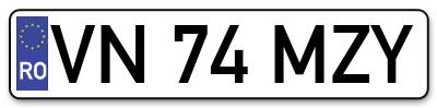 Placuta inmatriculare numar auto  VN-74-MZY, VN 74 MZY, VN74MZY