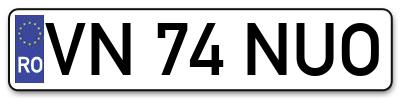 Placuta inmatriculare numar auto  VN-74-NUO, VN 74 NUO, VN74NUO