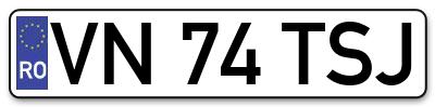 Placuta inmatriculare numar auto  VN-74-TSJ, VN 74 TSJ, VN74TSJ