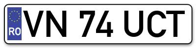 Placuta inmatriculare numar auto  VN-74-UCT, VN 74 UCT, VN74UCT