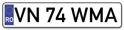 Placuta inmatriculare numar auto  VN-74-WMA, VN 74 WMA, VN74WMA