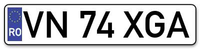 Placuta inmatriculare numar auto  VN-74-XGA, VN 74 XGA, VN74XGA