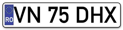 Placuta inmatriculare numar auto  VN-75-DHX, VN 75 DHX, VN75DHX