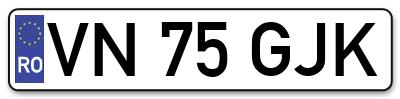 Placuta inmatriculare numar auto  VN-75-GJK, VN 75 GJK, VN75GJK
