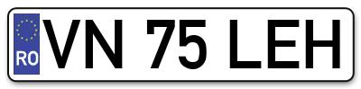 Placuta inmatriculare numar auto  VN-75-LEH, VN 75 LEH, VN75LEH