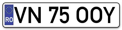 Placuta inmatriculare numar auto  VN-75-OOY, VN 75 OOY, VN75OOY