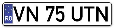 Placuta inmatriculare numar auto  VN-75-UTN, VN 75 UTN, VN75UTN