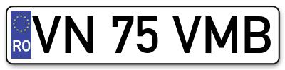 Placuta inmatriculare numar auto  VN-75-VMB, VN 75 VMB, VN75VMB