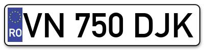 Placuta inmatriculare numar auto  VN-750-DJK, VN 750 DJK, VN750DJK