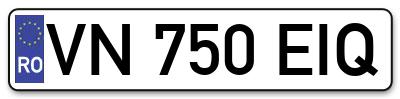 Placuta inmatriculare numar auto  VN-750-EIQ, VN 750 EIQ, VN750EIQ