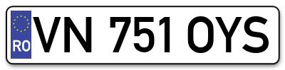 Placuta inmatriculare numar auto  VN-751-OYS, VN 751 OYS, VN751OYS