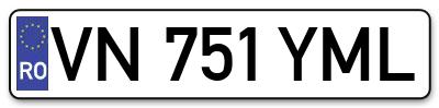 Placuta inmatriculare numar auto  VN-751-YML, VN 751 YML, VN751YML
