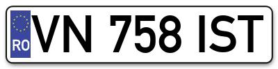 Placuta inmatriculare numar auto  VN-758-IST, VN 758 IST, VN758IST