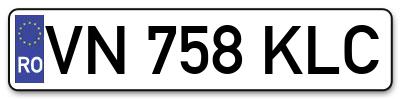 Placuta inmatriculare numar auto  VN-758-KLC, VN 758 KLC, VN758KLC