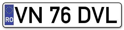 Placuta inmatriculare numar auto  VN-76-DVL, VN 76 DVL, VN76DVL