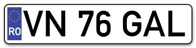 Placuta inmatriculare numar auto  VN-76-GAL, VN 76 GAL, VN76GAL
