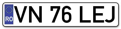 Placuta inmatriculare numar auto  VN-76-LEJ, VN 76 LEJ, VN76LEJ