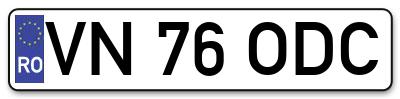 Placuta inmatriculare numar auto  VN-76-ODC, VN 76 ODC, VN76ODC