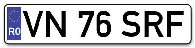 Placuta inmatriculare numar auto  VN-76-SRF, VN 76 SRF, VN76SRF