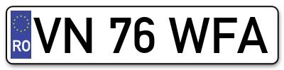 Placuta inmatriculare numar auto  VN-76-WFA, VN 76 WFA, VN76WFA
