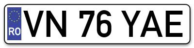Placuta inmatriculare numar auto  VN-76-YAE, VN 76 YAE, VN76YAE