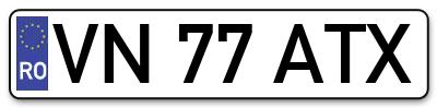 Placuta inmatriculare numar auto  VN-77-ATX, VN 77 ATX, VN77ATX