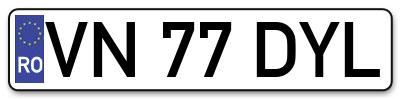 Placuta inmatriculare numar auto  VN-77-DYL, VN 77 DYL, VN77DYL