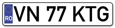 Placuta inmatriculare numar auto  VN-77-KTG, VN 77 KTG, VN77KTG