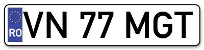 Placuta inmatriculare numar auto  VN-77-MGT, VN 77 MGT, VN77MGT