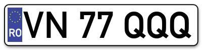 Placuta inmatriculare numar auto  VN-77-QQQ, VN 77 QQQ, VN77QQQ