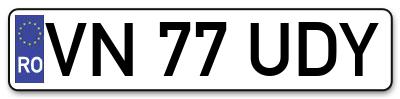 Placuta inmatriculare numar auto  VN-77-UDY, VN 77 UDY, VN77UDY
