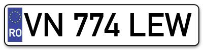 Placuta inmatriculare numar auto  VN-774-LEW, VN 774 LEW, VN774LEW
