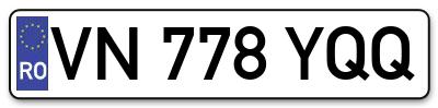 Placuta inmatriculare numar auto  VN-778-YQQ, VN 778 YQQ, VN778YQQ