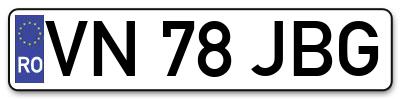 Placuta inmatriculare numar auto  VN-78-JBG, VN 78 JBG, VN78JBG