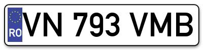 Placuta inmatriculare numar auto  VN-793-VMB, VN 793 VMB, VN793VMB