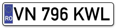 Placuta inmatriculare numar auto  VN-796-KWL, VN 796 KWL, VN796KWL