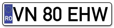 Placuta inmatriculare numar auto  VN-80-EHW, VN 80 EHW, VN80EHW