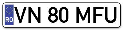 Placuta inmatriculare numar auto  VN-80-MFU, VN 80 MFU, VN80MFU