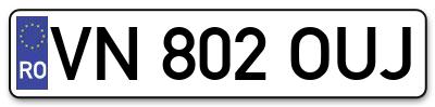 Placuta inmatriculare numar auto  VN-802-OUJ, VN 802 OUJ, VN802OUJ