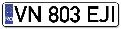 Placuta inmatriculare numar auto  VN-803-EJI, VN 803 EJI, VN803EJI