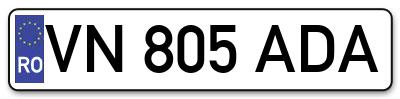 Placuta inmatriculare numar auto  VN-805-ADA, VN 805 ADA, VN805ADA